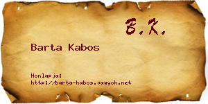 Barta Kabos névjegykártya